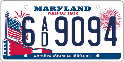 MD license plate 6AD9094