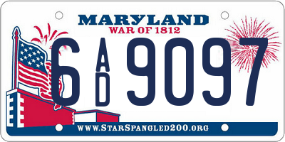 MD license plate 6AD9097