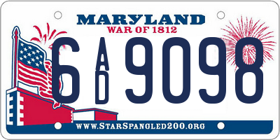 MD license plate 6AD9098