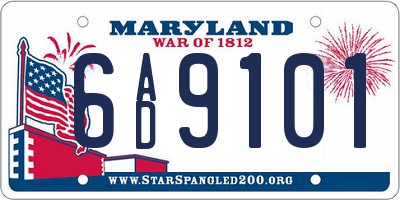 MD license plate 6AD9101