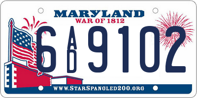 MD license plate 6AD9102