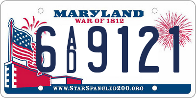 MD license plate 6AD9121