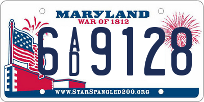 MD license plate 6AD9128