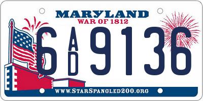 MD license plate 6AD9136