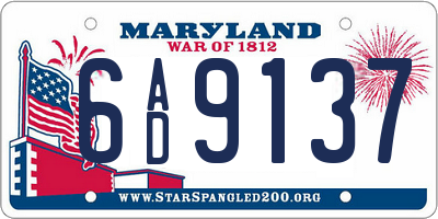 MD license plate 6AD9137