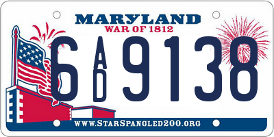 MD license plate 6AD9138