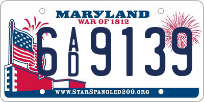 MD license plate 6AD9139