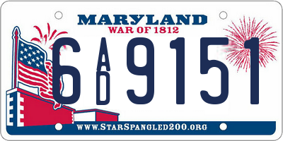 MD license plate 6AD9151