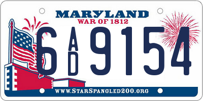 MD license plate 6AD9154