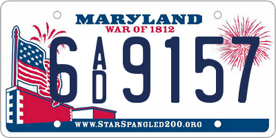 MD license plate 6AD9157