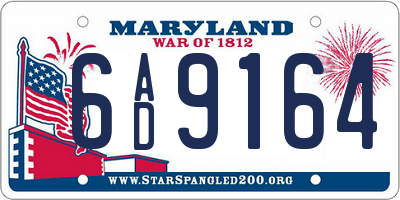 MD license plate 6AD9164