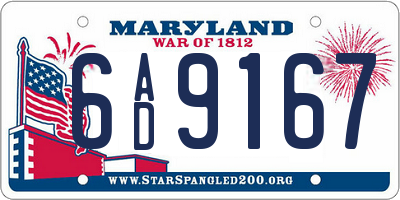 MD license plate 6AD9167