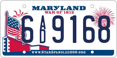 MD license plate 6AD9168