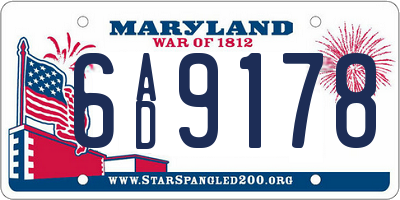 MD license plate 6AD9178