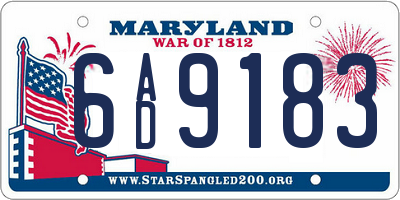 MD license plate 6AD9183