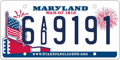 MD license plate 6AD9191