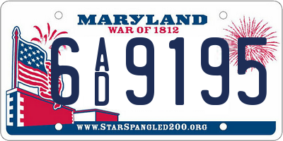 MD license plate 6AD9195