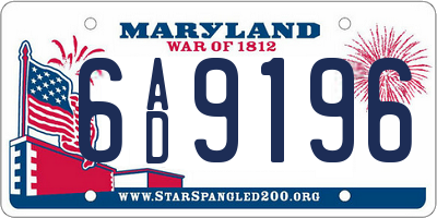 MD license plate 6AD9196