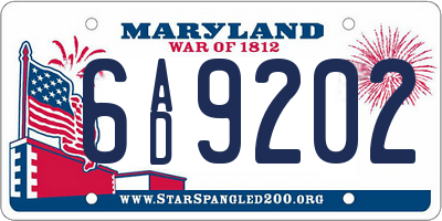 MD license plate 6AD9202