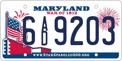 MD license plate 6AD9203