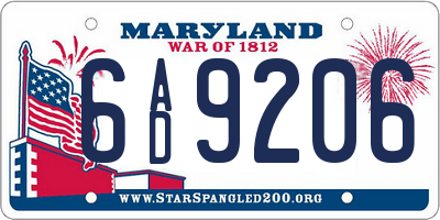 MD license plate 6AD9206