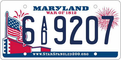 MD license plate 6AD9207