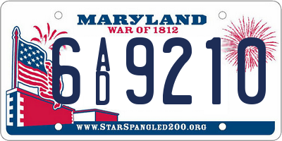 MD license plate 6AD9210