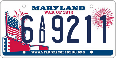 MD license plate 6AD9211