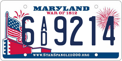 MD license plate 6AD9214