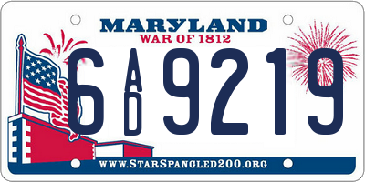 MD license plate 6AD9219