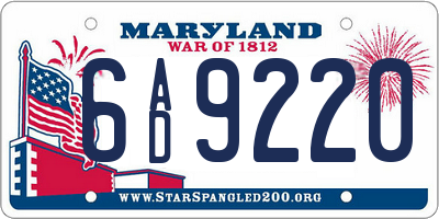 MD license plate 6AD9220