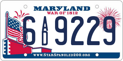 MD license plate 6AD9229