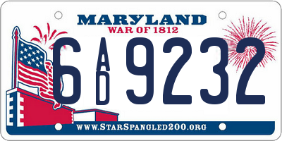 MD license plate 6AD9232