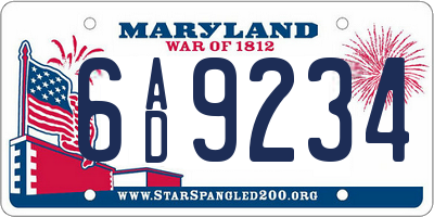 MD license plate 6AD9234
