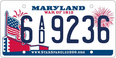 MD license plate 6AD9236