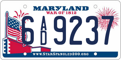 MD license plate 6AD9237
