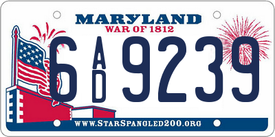 MD license plate 6AD9239