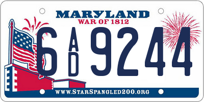 MD license plate 6AD9244