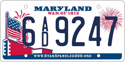 MD license plate 6AD9247