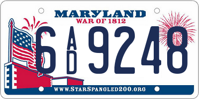 MD license plate 6AD9248