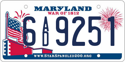 MD license plate 6AD9251