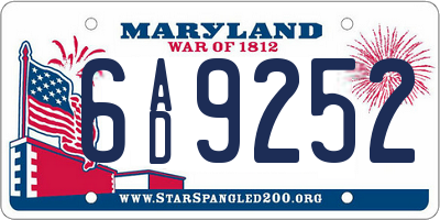MD license plate 6AD9252