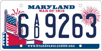 MD license plate 6AD9263