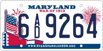 MD license plate 6AD9264