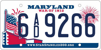 MD license plate 6AD9266