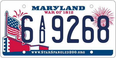 MD license plate 6AD9268