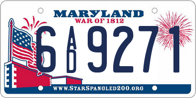 MD license plate 6AD9271