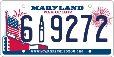 MD license plate 6AD9272