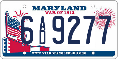 MD license plate 6AD9277