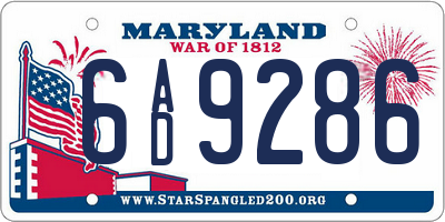 MD license plate 6AD9286